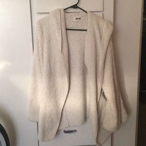 Fuzzy hooded blanket cardigan